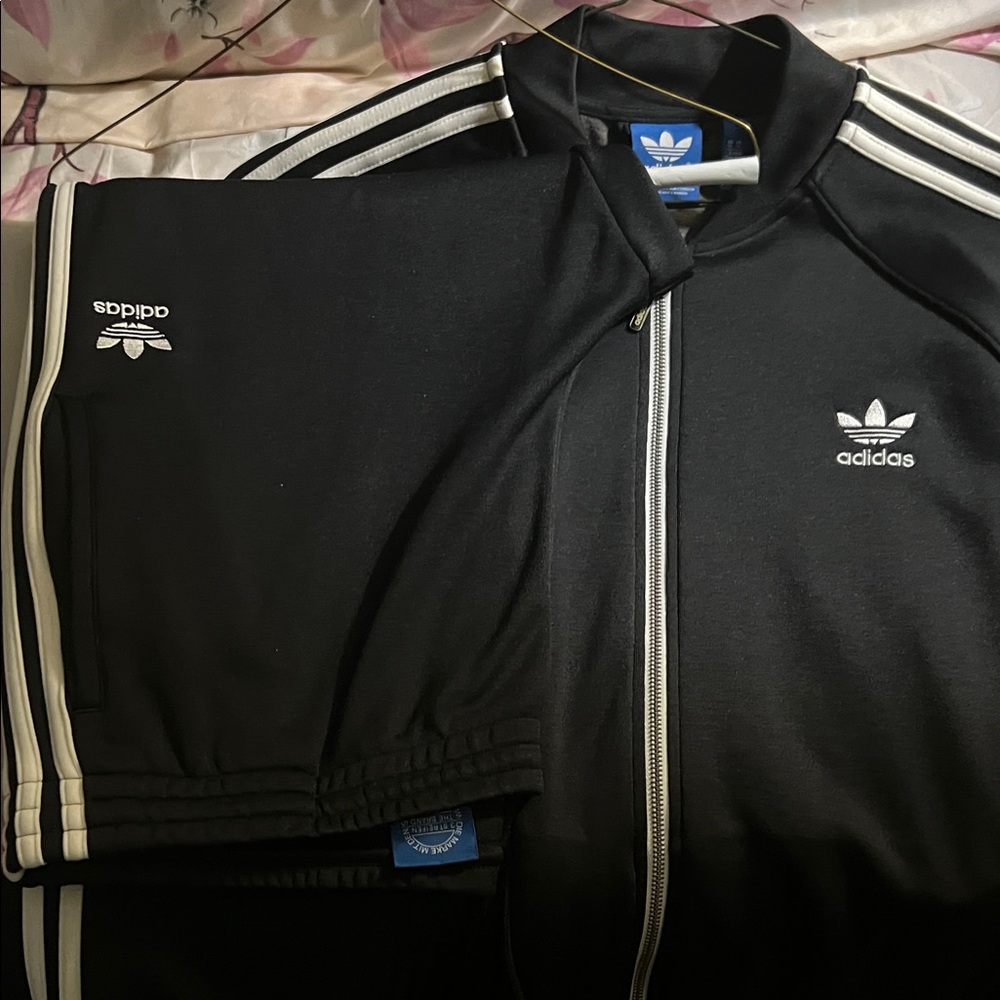 adidas Black and White Trefoil Track Jacket